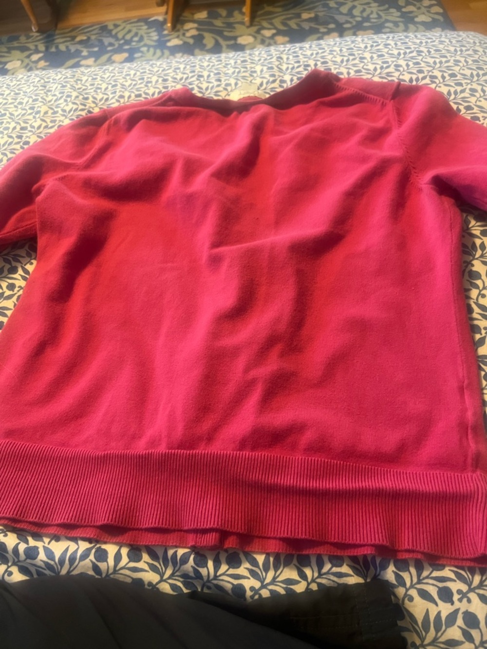 LOFT Fuchsia Crewneck Cardigan with Crystal Buttons - Picture 8 of 8